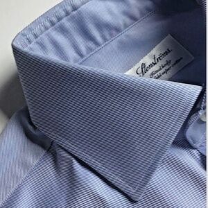 Stenstroms fitted body light blue 2 fold super cotton twill dress shirt Sz 15.5